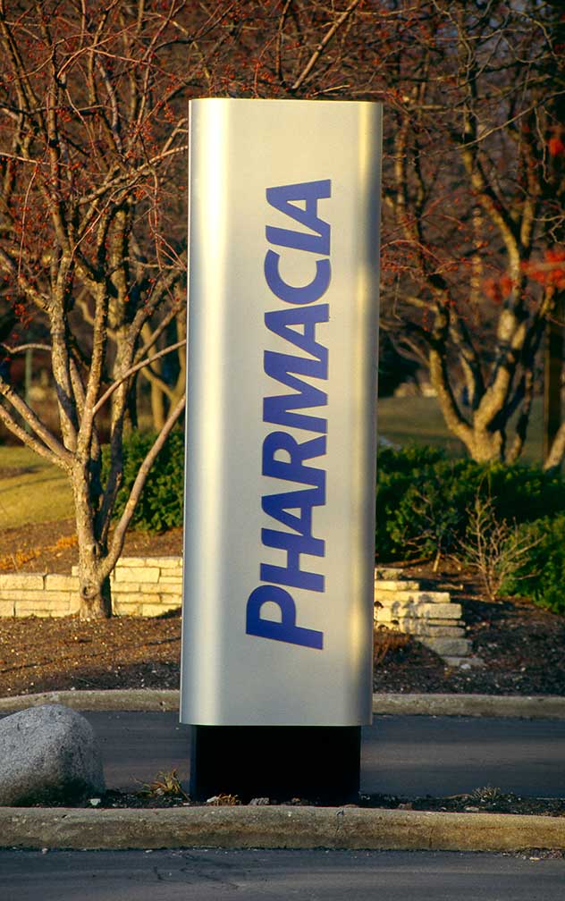 pharmacia_sign_vertical.jpg Art Direction by: Bart Crosby, Crosby Associates